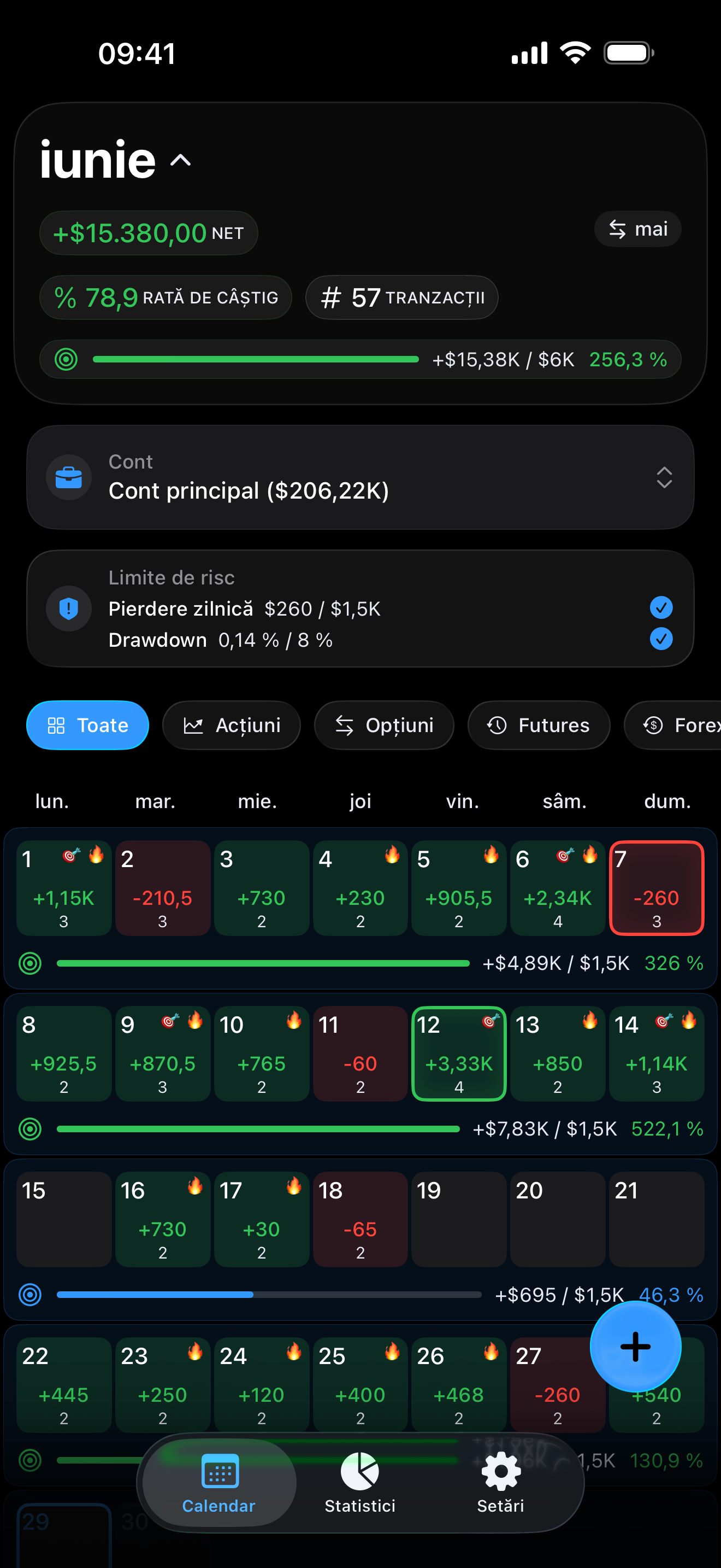 Vizualizare calendar Proloca pe iPhone